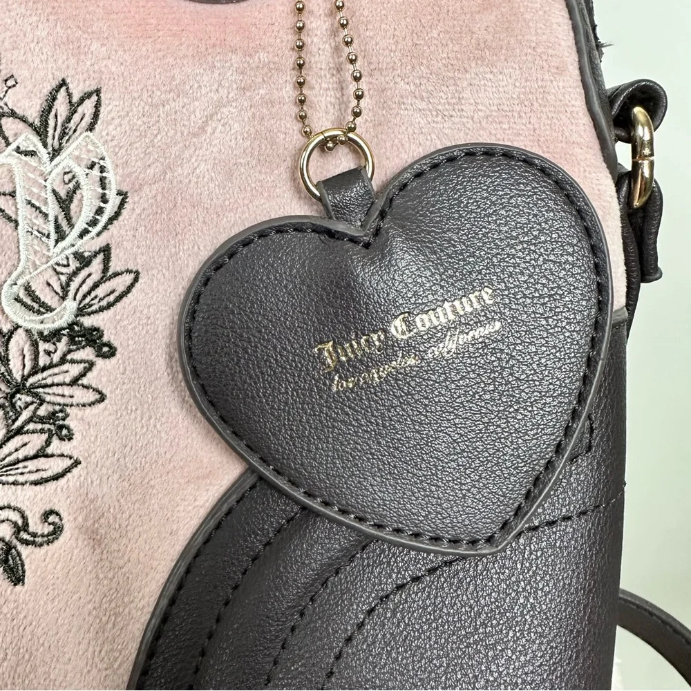 JUICY COUTURE Vintage Heritage White Heart Velour Satchel - Picture 6 of 13